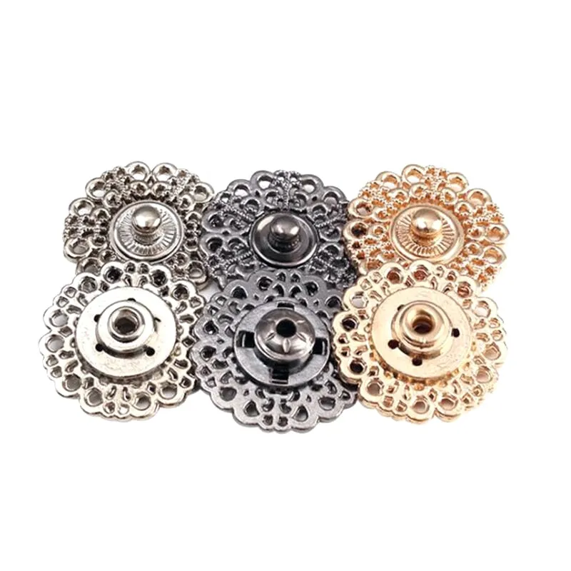 10PCS 18mm/21mm Metal Alloy Hollow Button Invisible Snap Overcoat Apparel Sewing Accessories DIY
