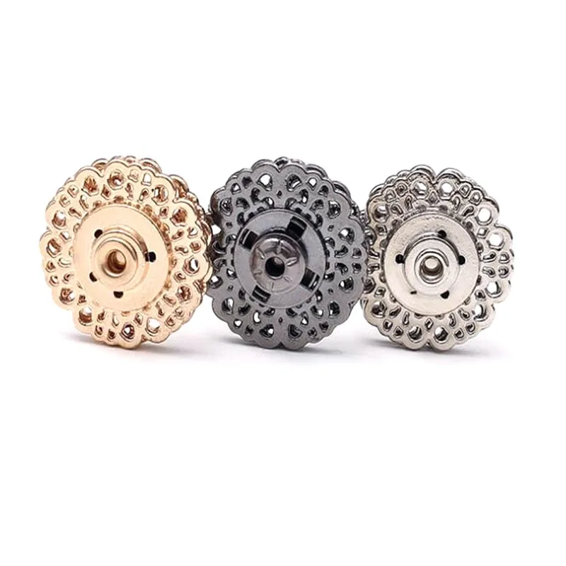 10PCS 18mm/21mm Metal Alloy Hollow Button Invisible Snap Overcoat Apparel Sewing Accessories DIY