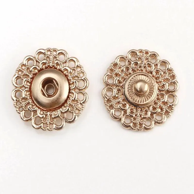 10PCS 18mm/21mm Metal Alloy Hollow Button Invisible Snap Overcoat Apparel Sewing Accessories DIY
