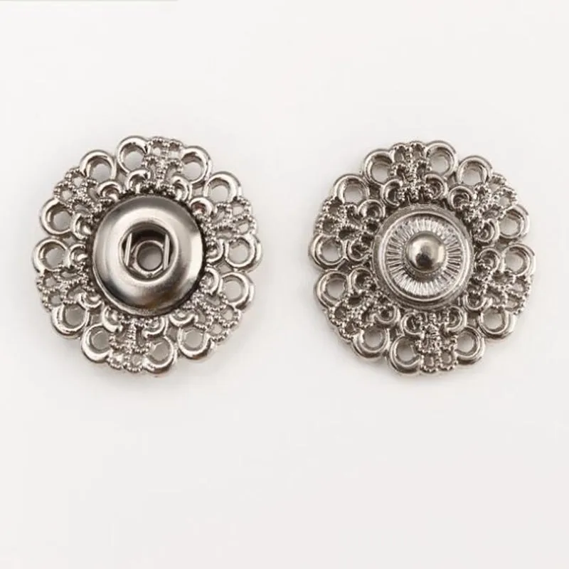 10PCS 18mm/21mm Metal Alloy Hollow Button Invisible Snap Overcoat Apparel Sewing Accessories DIY