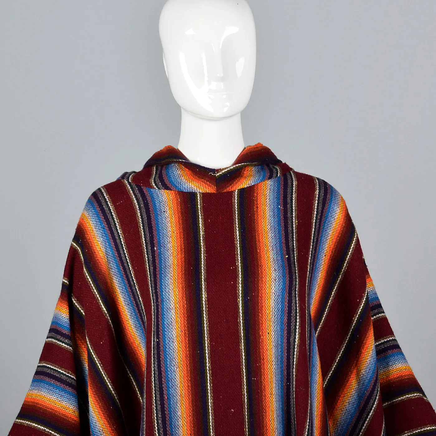 1970s Hooded Blanket Poncho