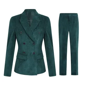 2PCS Women Suit Autumn Elegant Women Blazer Suit Set Solid Color Double Breasted Vintage Office Lady Outfit