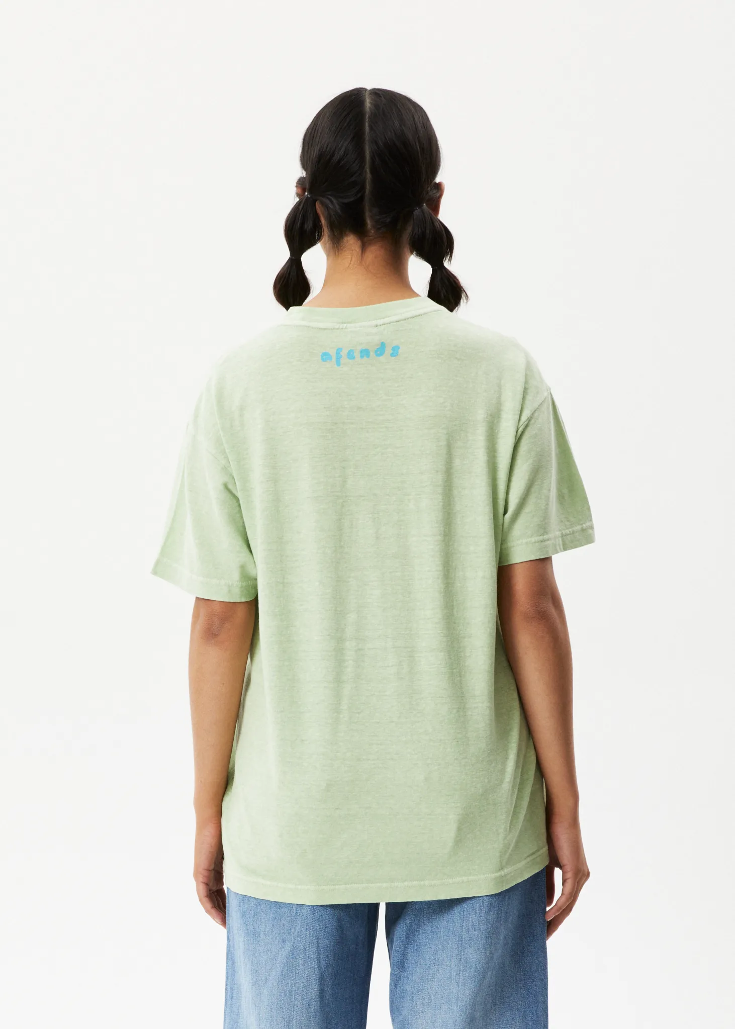 AFENDS Womens Bouquet Slay - Oversized Graphic T-Shirt - Worn Pistachio