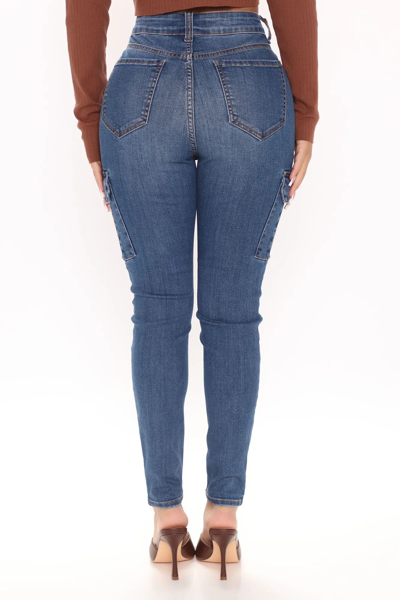 Be Responsible Eco Friendly Cargo Ankle Jeans - Medium Blue Wash