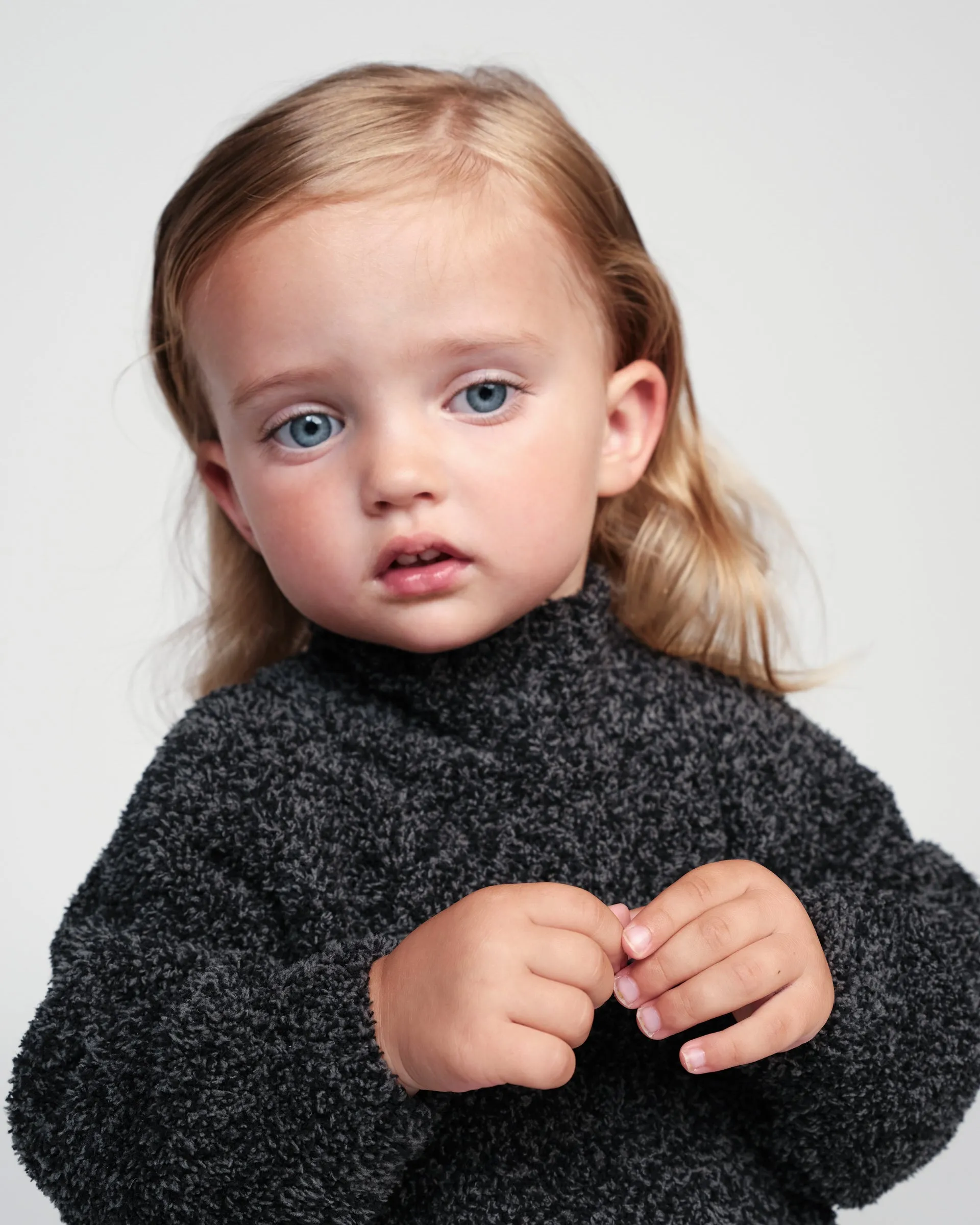 Boxy Mock Neck Sweater - Fuzzy