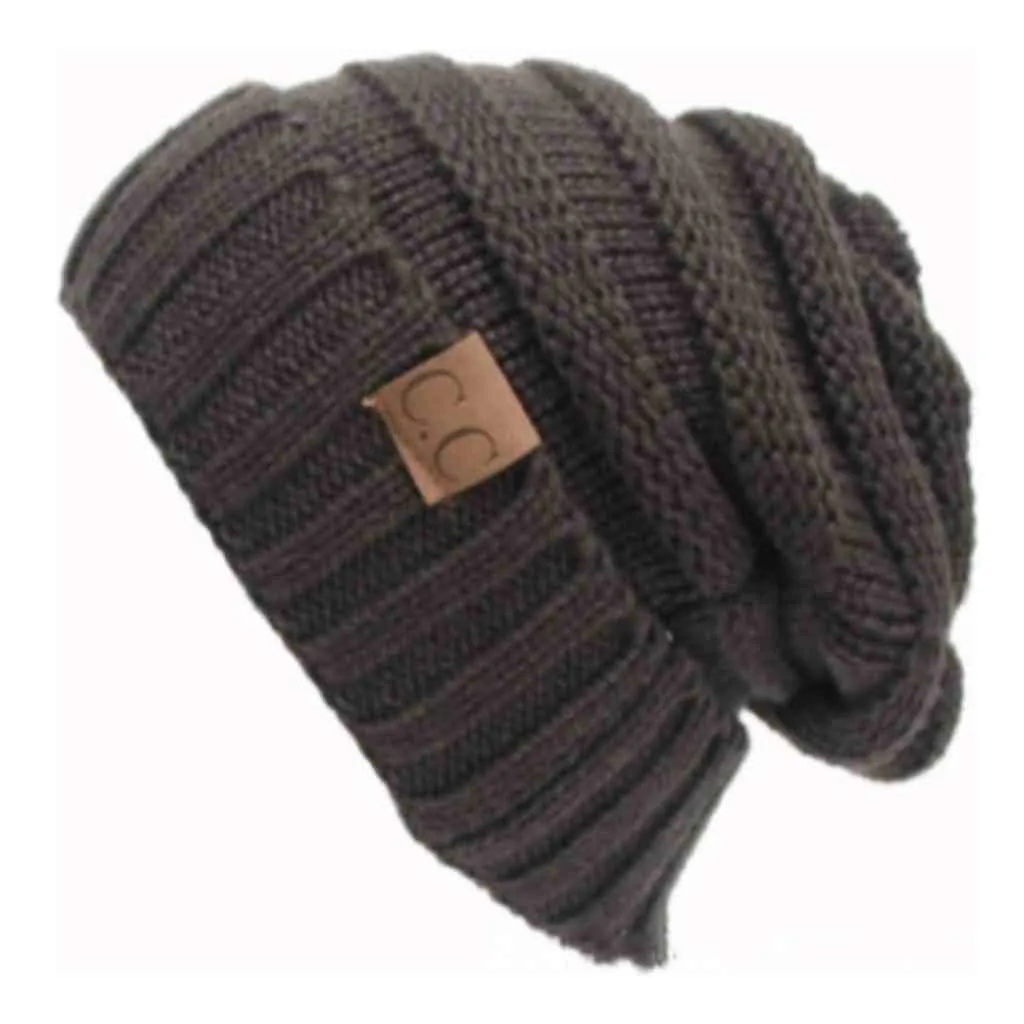 CC Beanie Knitted Wool Cap Slouchy Hat