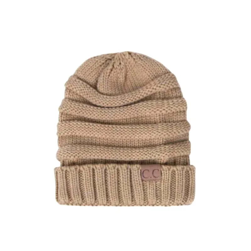 CC Beanie Knitted Wool Cap Slouchy Hat