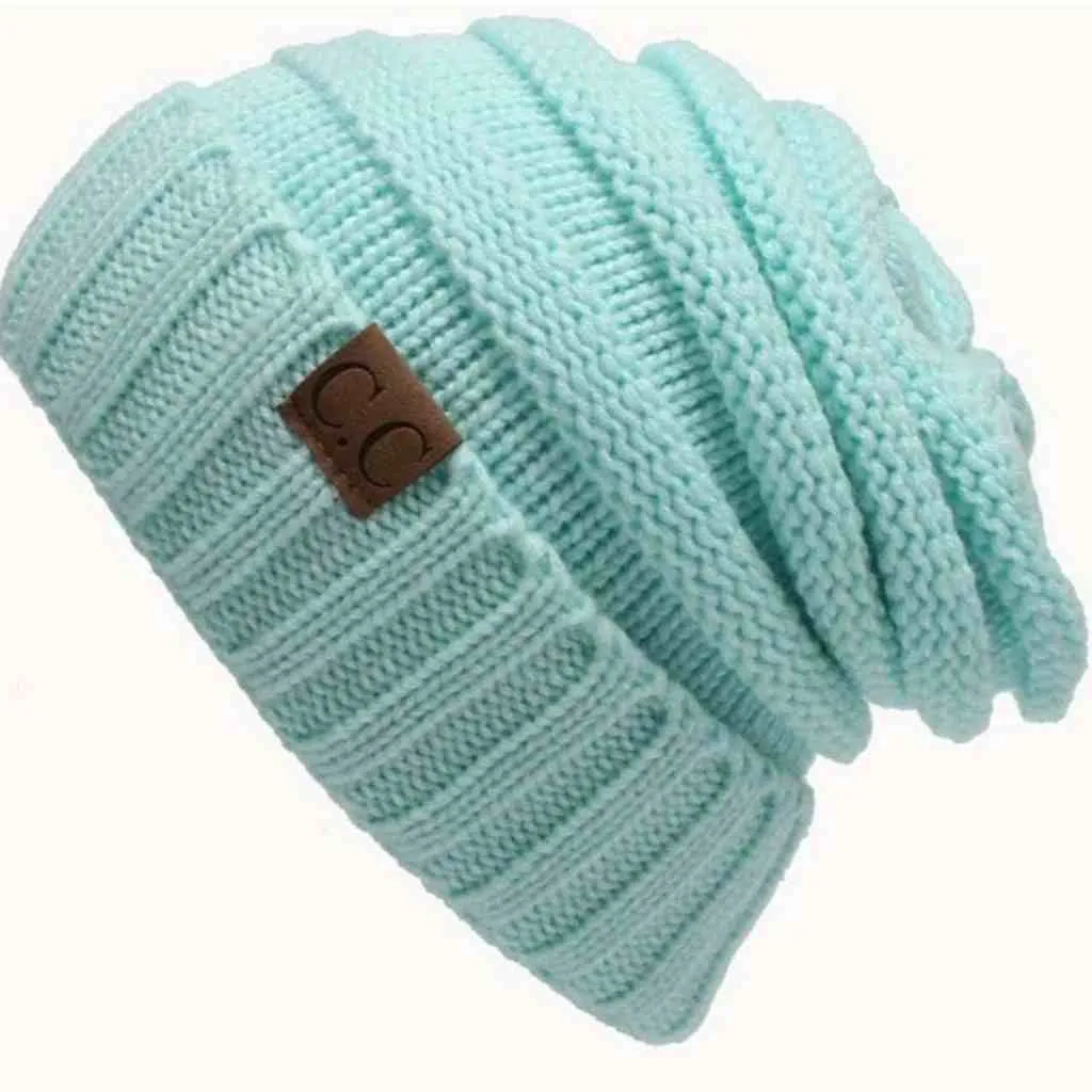 CC Beanie Knitted Wool Cap Slouchy Hat