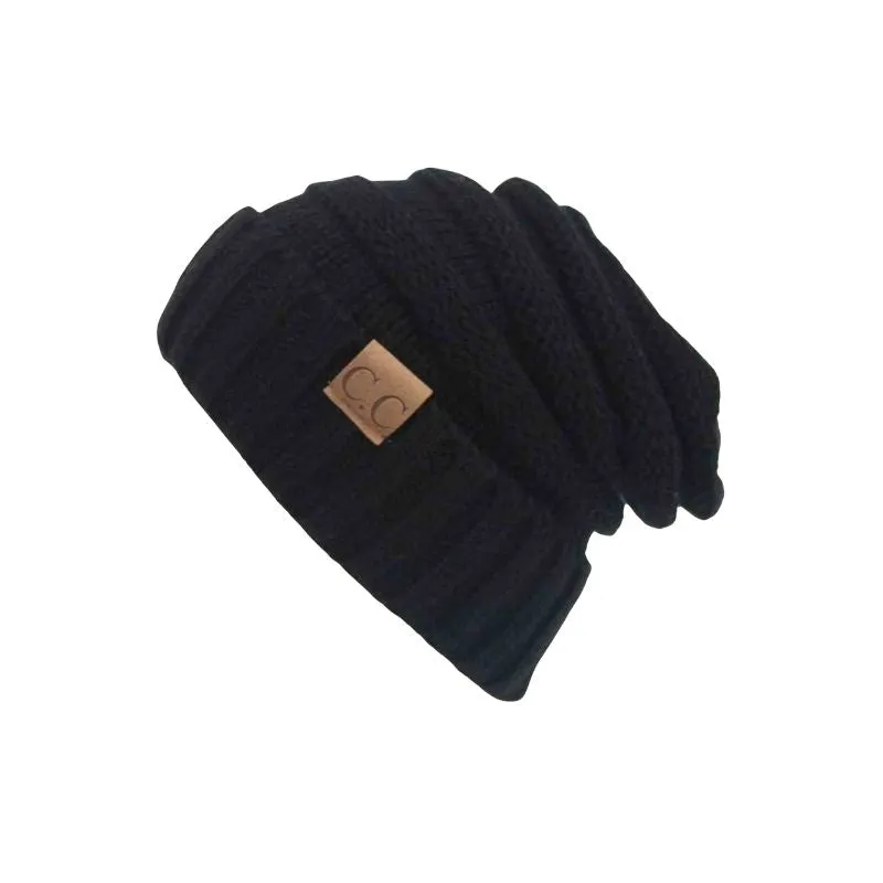 CC Beanie Knitted Wool Cap Slouchy Hat