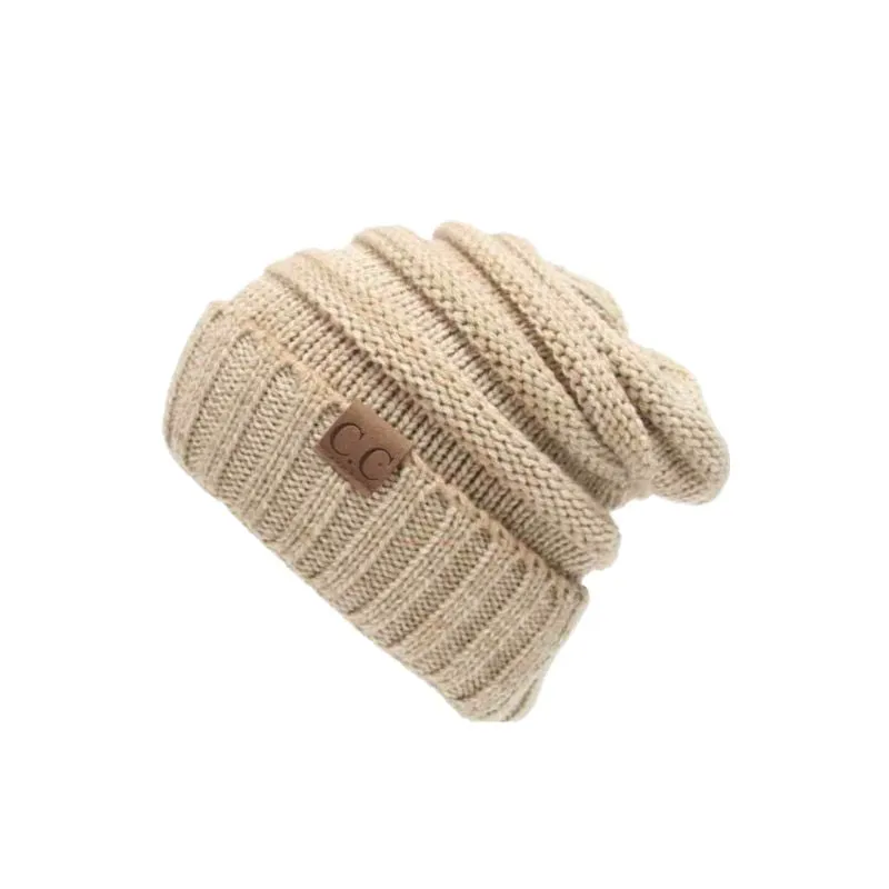 CC Beanie Knitted Wool Cap Slouchy Hat