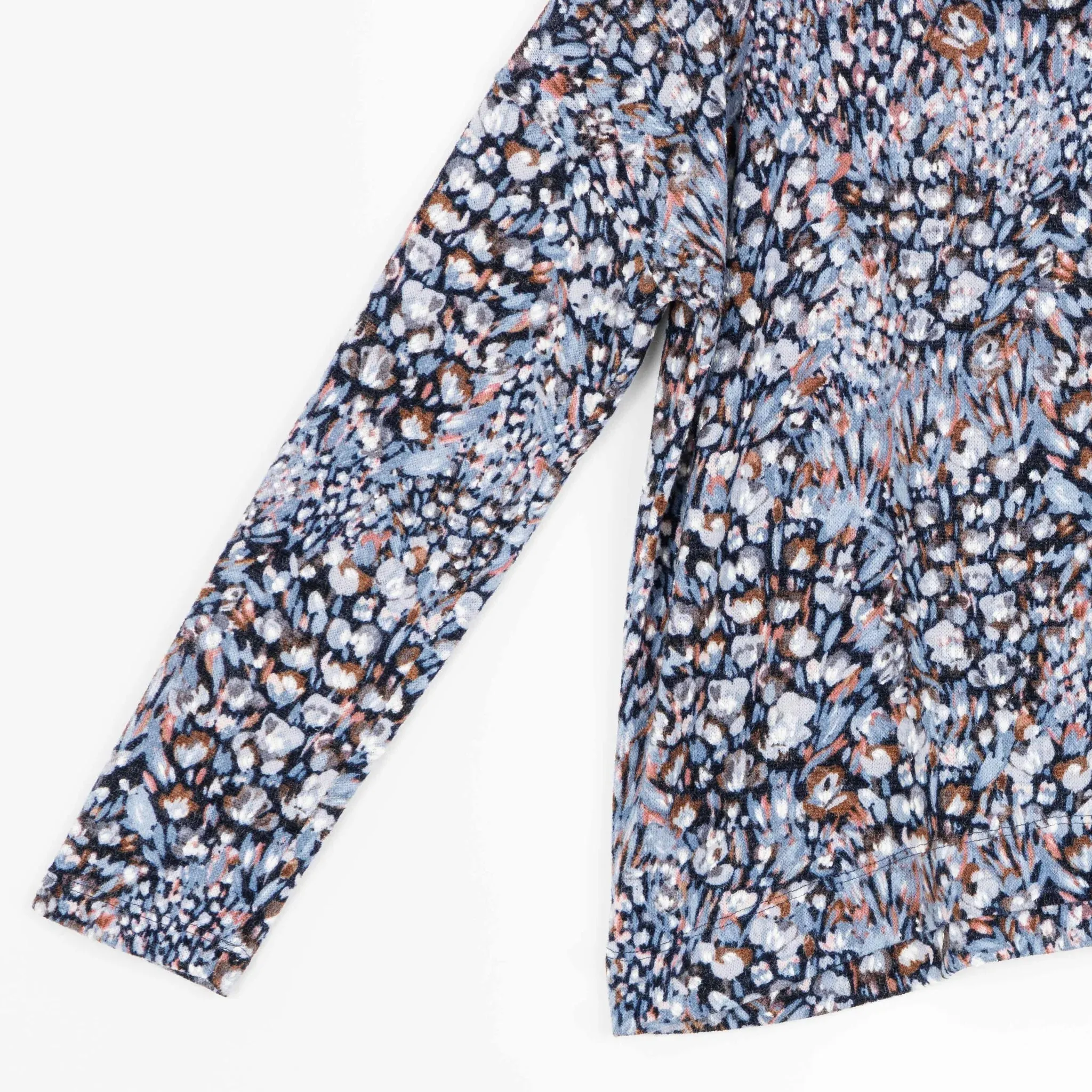 Clara Sunwoo - Puff Floral Print Turtleneck Sweater W/Tipped Hem - Blue/Multi