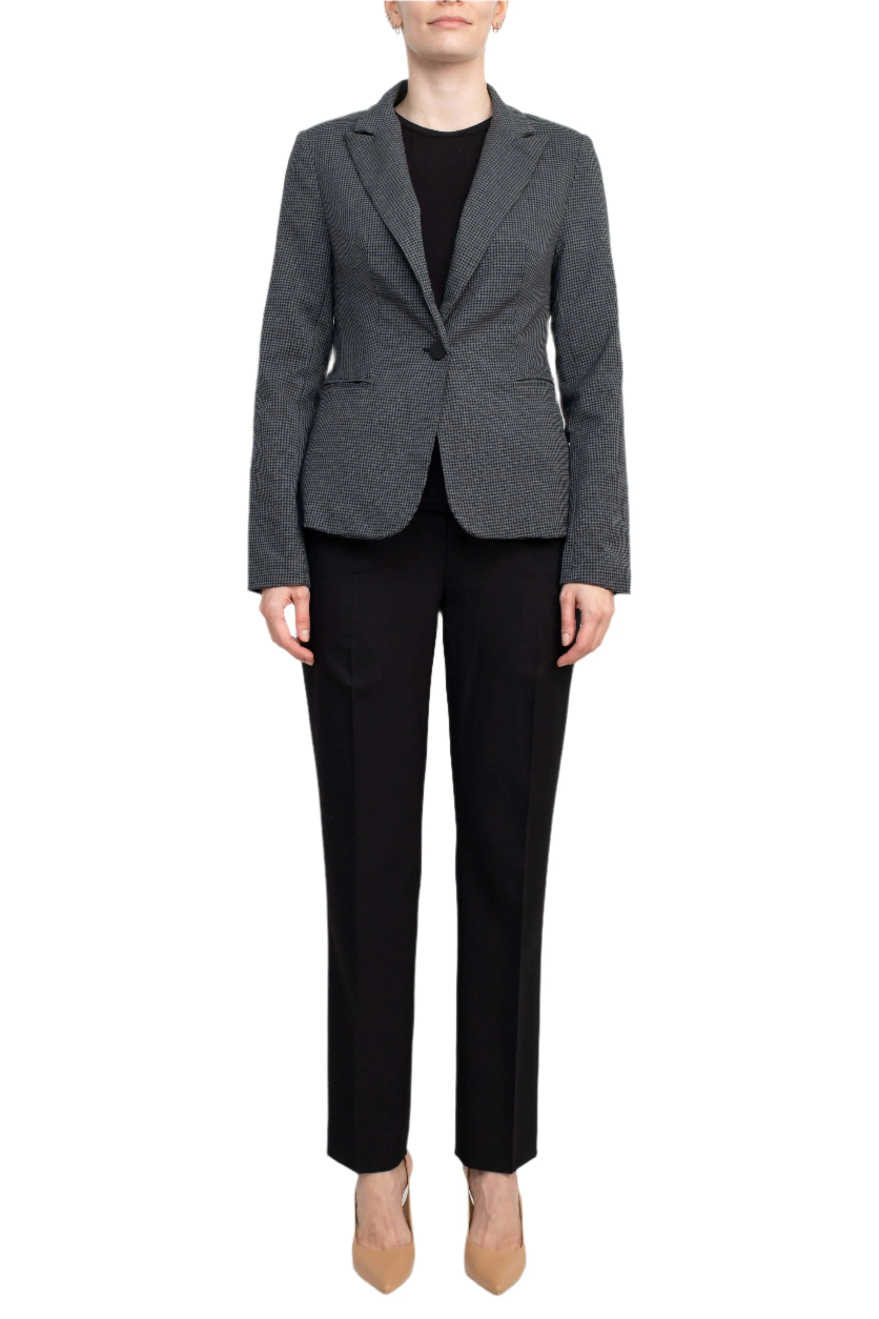 Premise Notched Collar One Button Knit Blazer